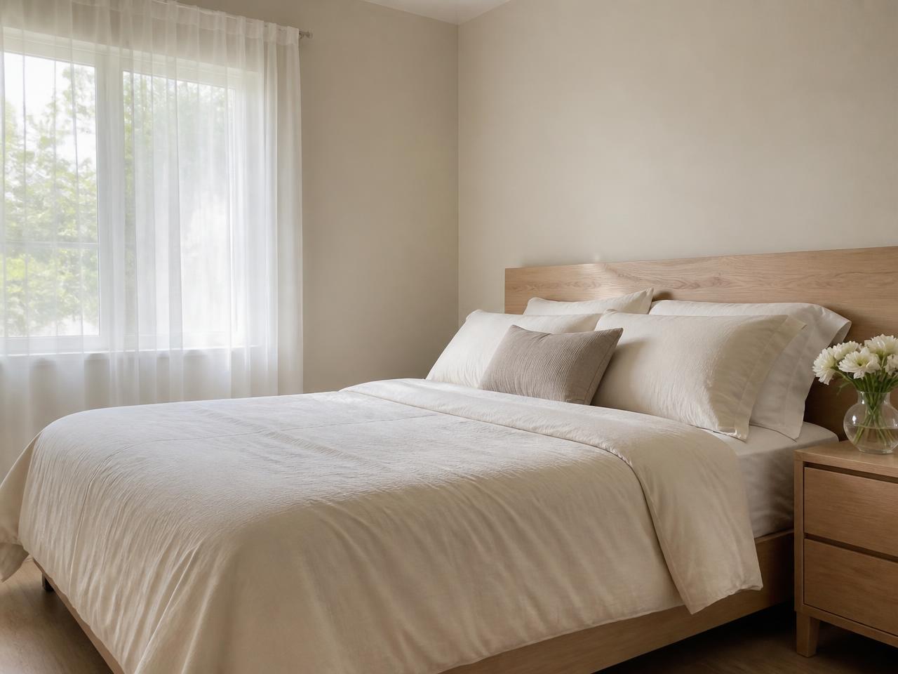 Chambre nettoyée avec soin, lumière douce et ambiance apaisée